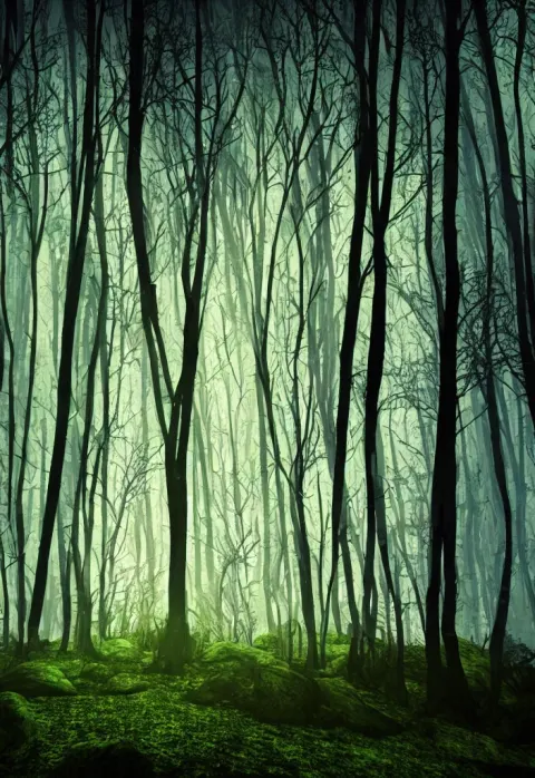 Magical Forest Night Neon Fairytale