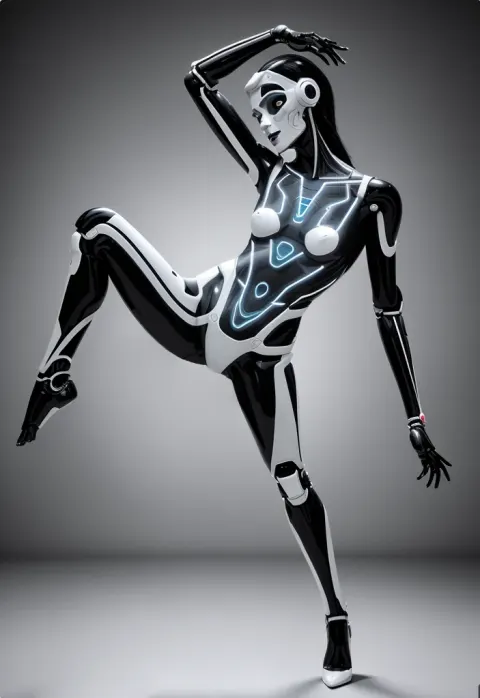 Half Robot Woman Acrobat Fuchsia