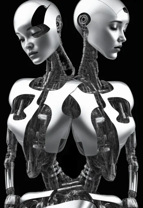Half Robot Woman Anatomy Acrobat