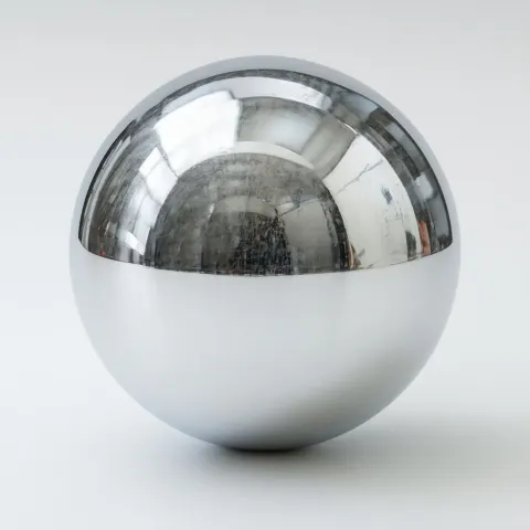 Reflective Chrome Sphere on Pristine White