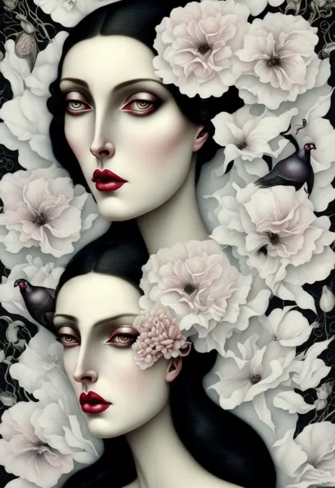 Woman Floral Sinister Klimt Surrealism