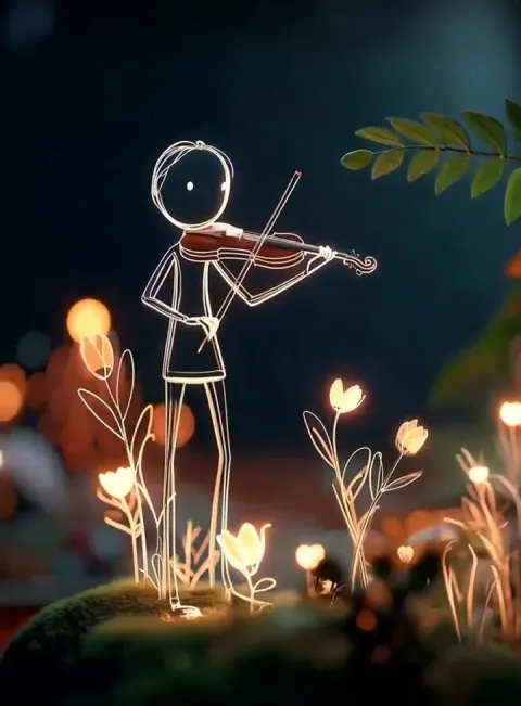 Stick Figure Violin Enchanted Forest