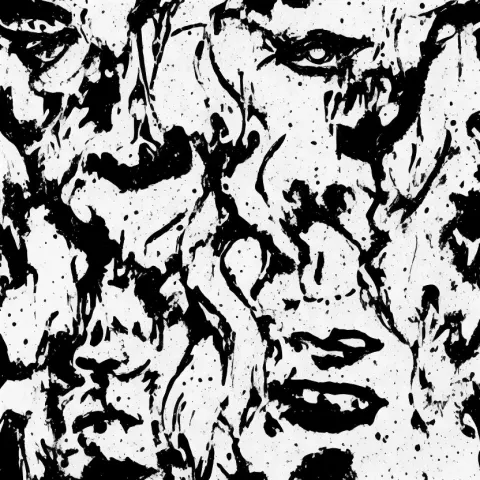 Abstract Faces Negative Art Black