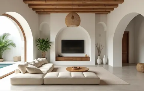 Minimalist Bali Santorini Living Room