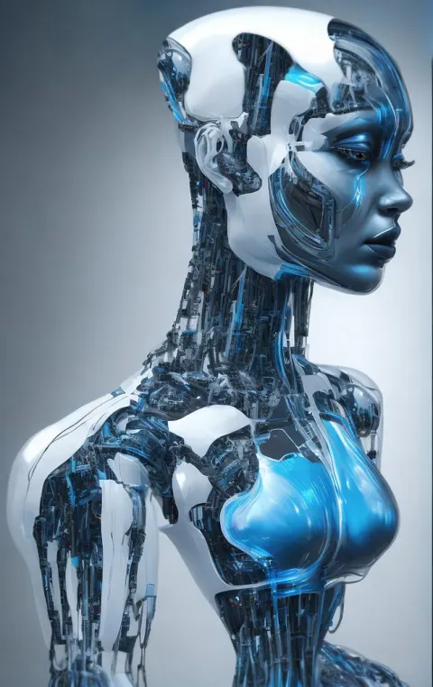 Half Robot Woman Anatomy Relaxed