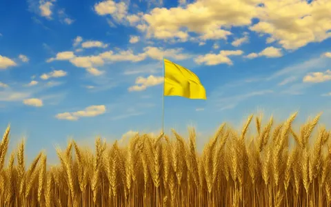 Ukrainian Flag Wheat Field Sky