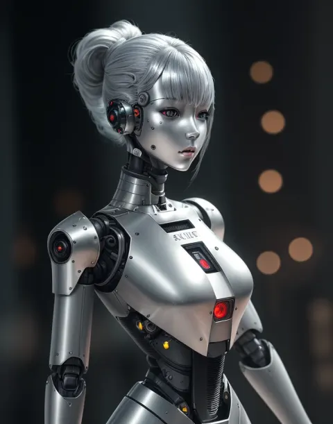Robotic Girl Android Silver Armor