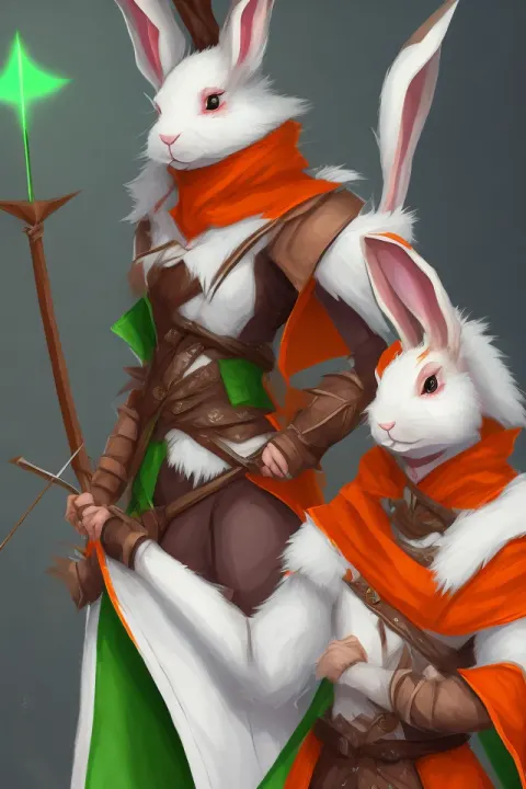 Female Harengon Rabbit Archer Green