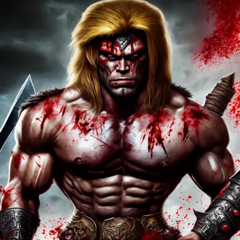 Muscular Warrior Handsome Retro Hairstyle