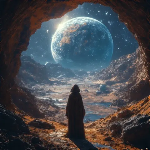 Alien Discovering Hidden Planet Exploration