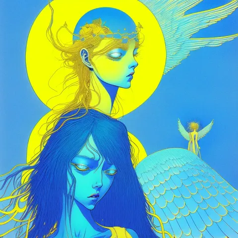 Blue Angel Halo Psychedelic Art