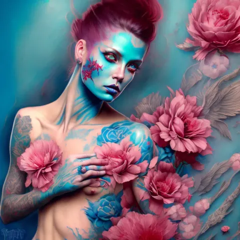 Tattooed Girl Futuristic Fantasy Pose