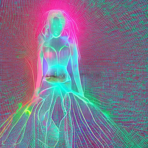 Translucent Woman Neon Cyberpunk Light
