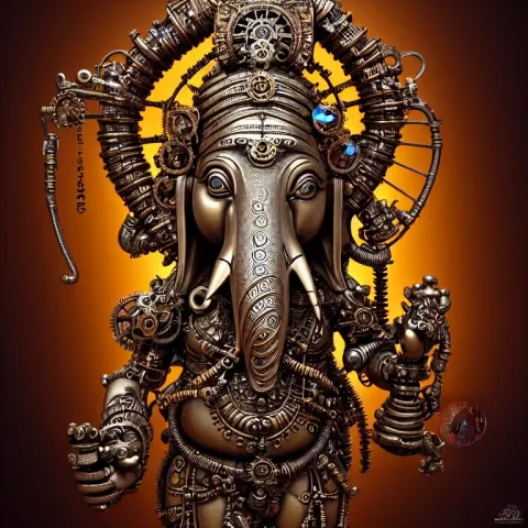 Steampunk Ganesha Cybernetic Symmetric