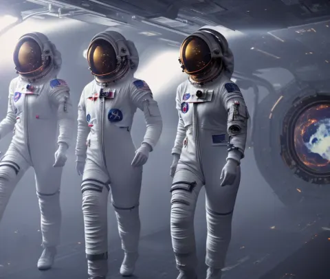 Astronauts Escaping Spaceship Fire