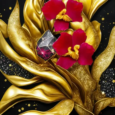 Gold Abstract Orchid Flower