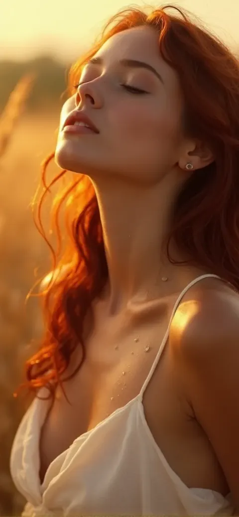 Red Hair Summer Golden Wheat