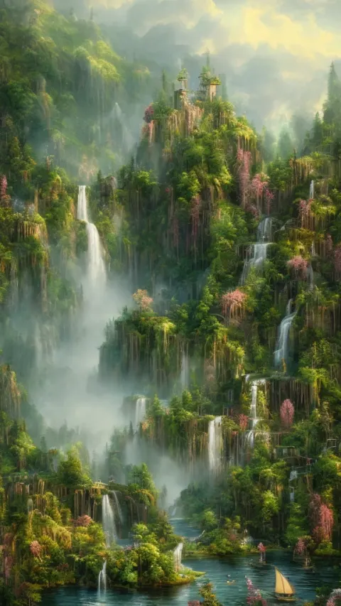 Summer Waterfall Lime Bokeh