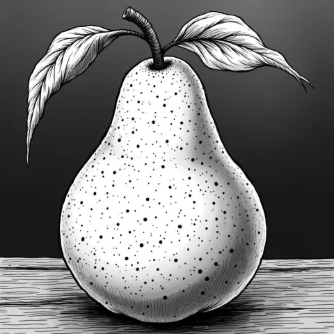 Monochrome Pear in Anime Key Visual Linework