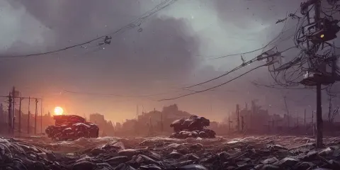 Robotic Cat Apocalyptic Landscape