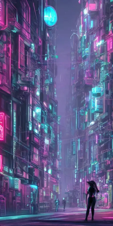 Cyberpunk Woman Urban Night