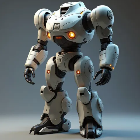 Volumetric Robot Model With Glowing Mechanical Details