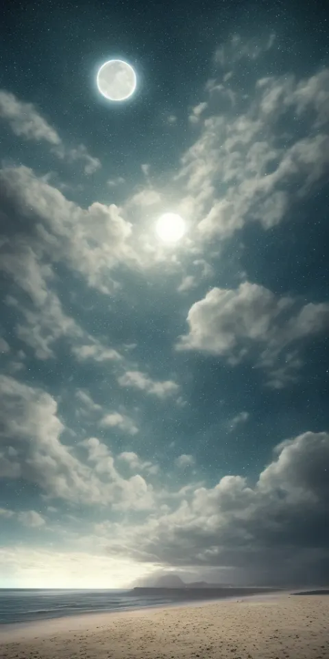 Fluorescent Beach Moonlit Night