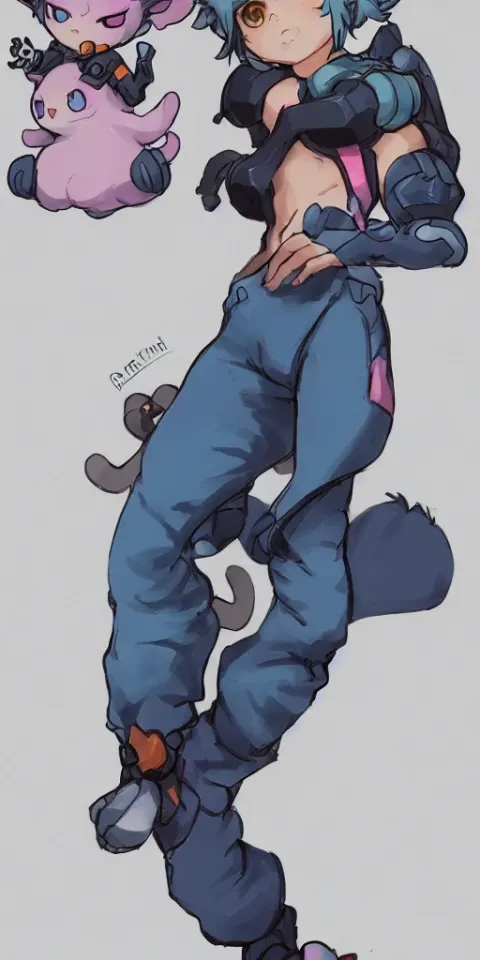 Cyberpunk Chibi Cat Warrior