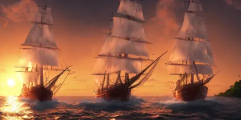 Sailing Ship Dramatic Sunrise