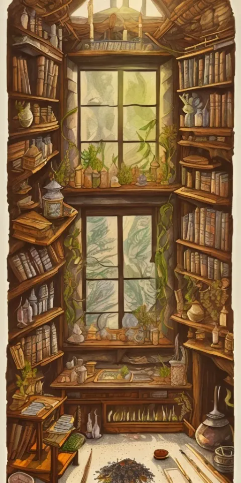 Herbalist Study Library Interior