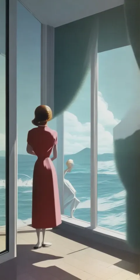 Woman Window Mid-Century Portrait