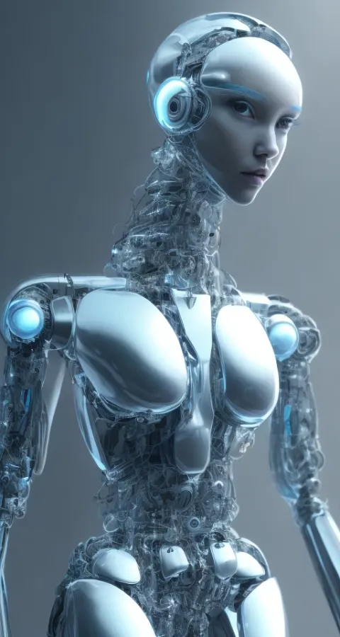 Futuristic Android Robot Portrait