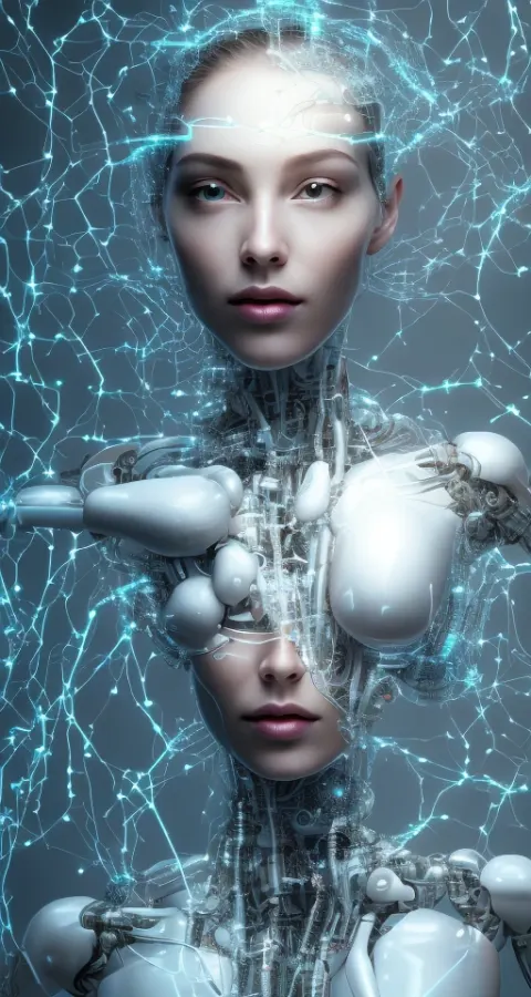 Woman Robot Humanity Fusion
