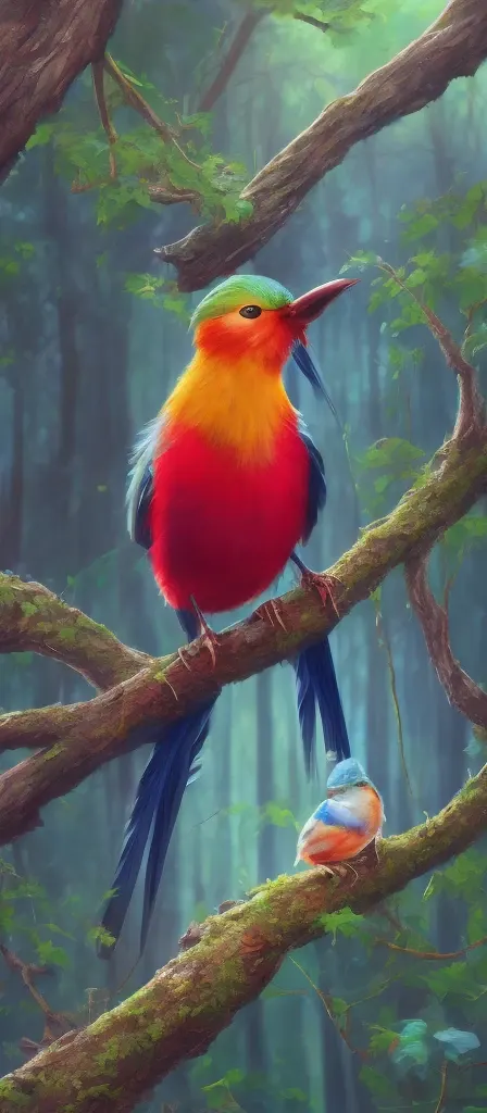 Colorful Bird Forest Painting