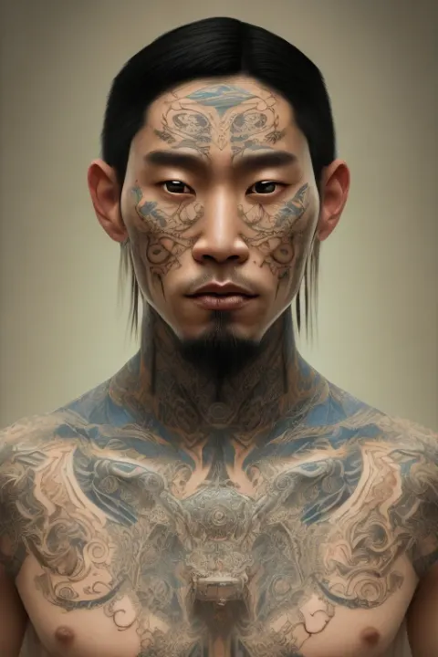 Tattooed Man Blue Eyes