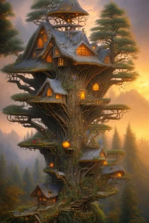 Fairytale Treehouse Village Sunset