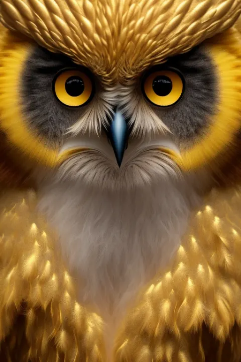 Owl Metallic Feathers Portrait