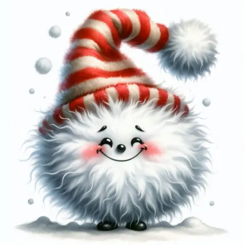 Whimsical Christmas Snowball with Hat