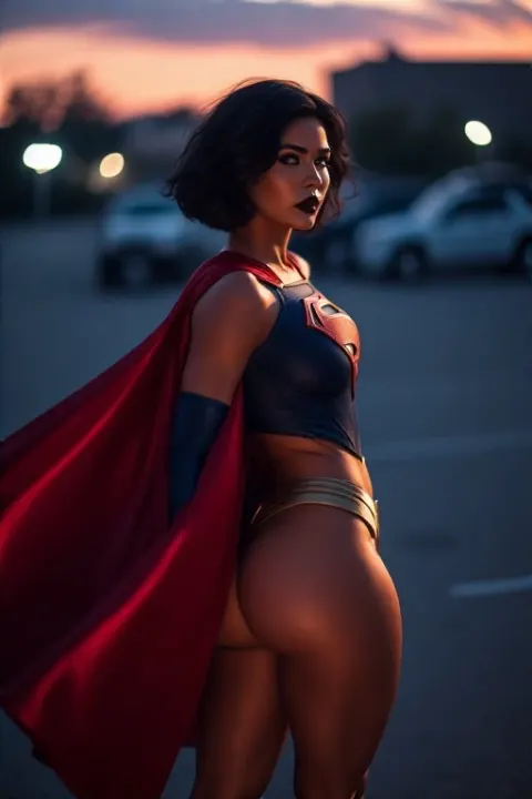 Supergirl Costume Night Portrait