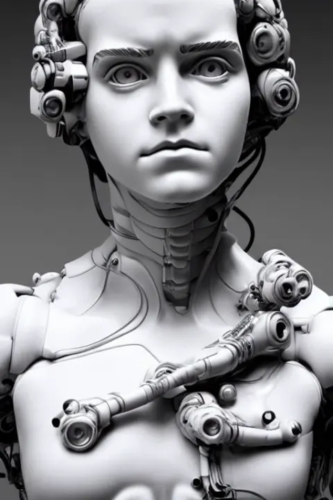 Cybernetic Woman Marble Bust