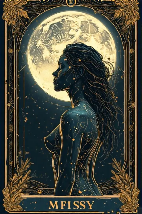 Cyberpunk Moon Tarot Card