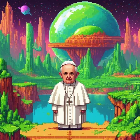 Pixel Pope Francis on an Alien World