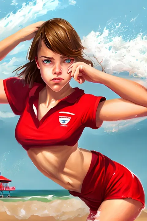 Lifeguard Girl Beach Portrait