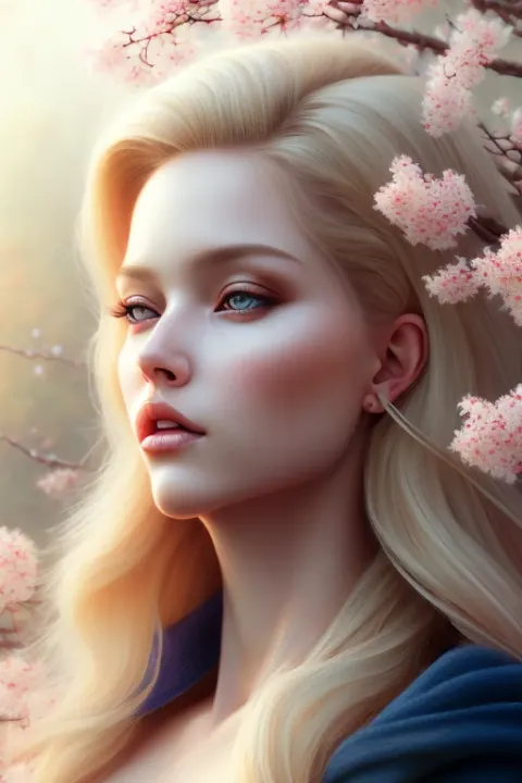 Blonde Woman Half Body Portrait