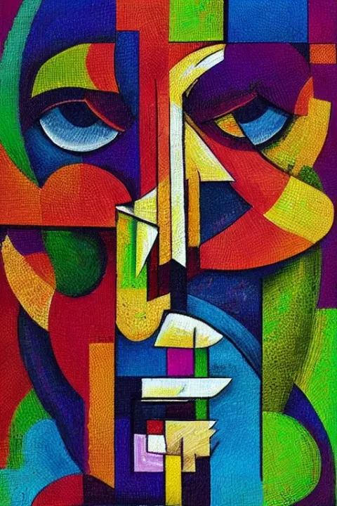 Abstract Pixel Art Face