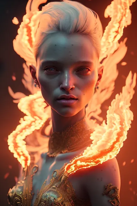 Woman Set Fire Portrait