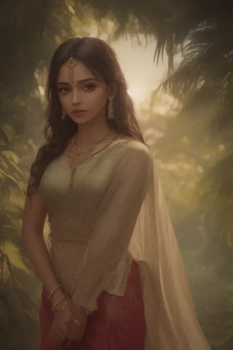 Indian Girl Saree Sunset