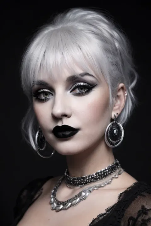 Goth Girl Silver Hair Portrait
