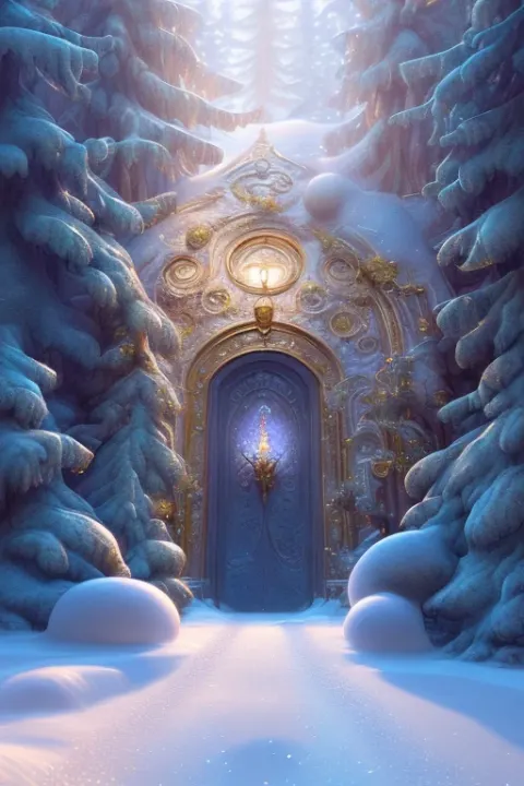 Winter Flowers Snow Door
