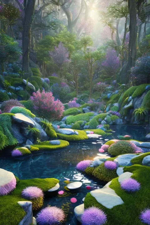 Forest Crystals Night Landscape